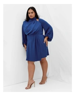 Jaylee Halter Neck Mini Dress in Deep Ocean