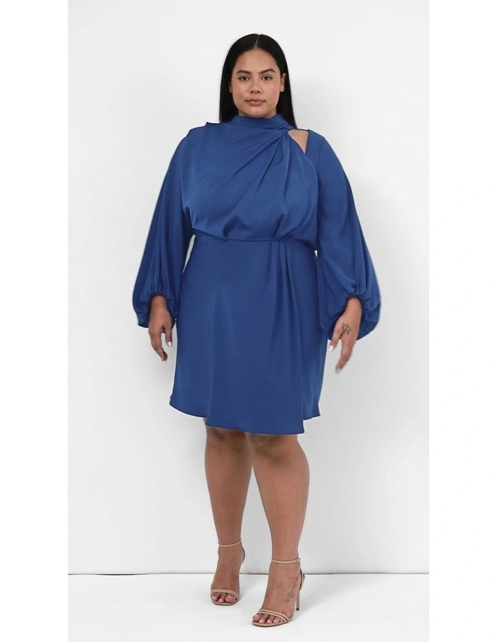 Jaylee Halter Neck Mini Dress in Deep Ocean image 7