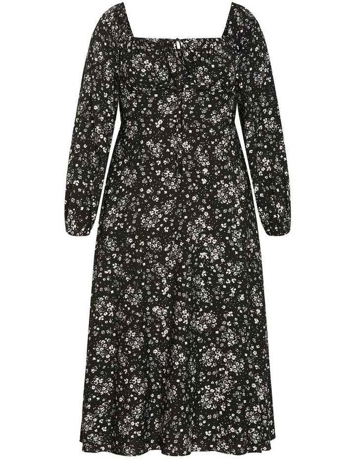Abbigail Long Sleeve Print Maxi Dress in Black image 3