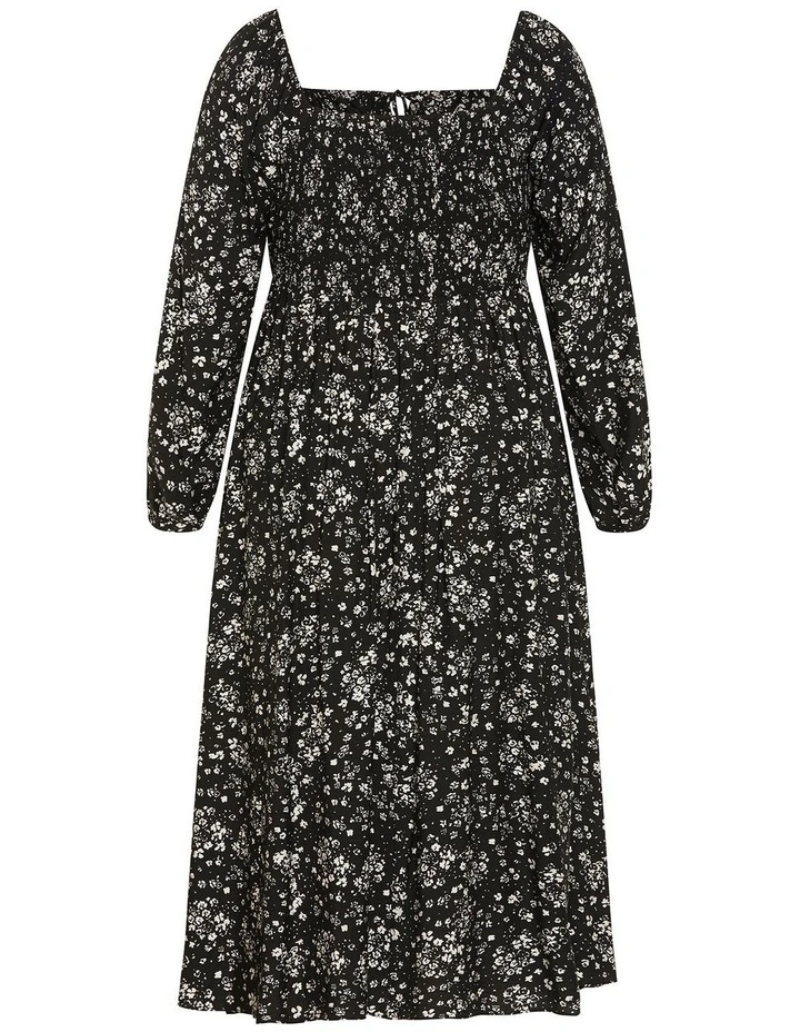 Abbigail Long Sleeve Print Maxi Dress in Black image 4