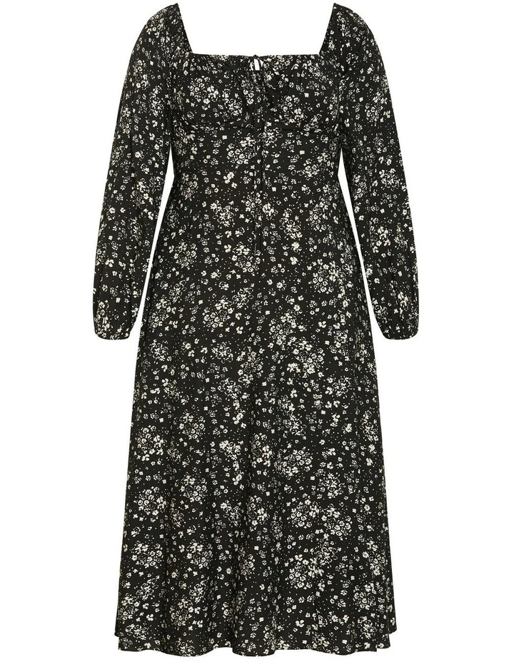 Abbigail Long Sleeve Print Maxi Dress in Black image 5
