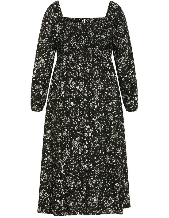Abbigail Long Sleeve Print Maxi Dress in Black image 6