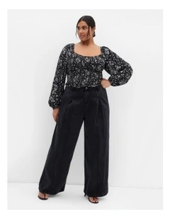 Abbie Floral Print Top in Black