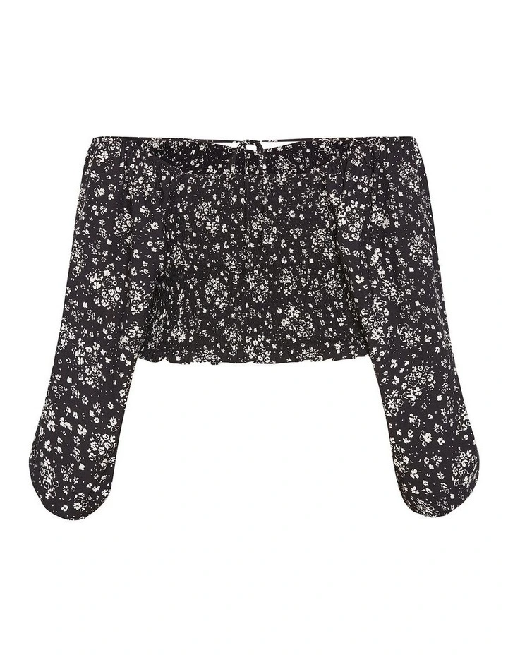 Abbie Floral Print Top in Black image 6