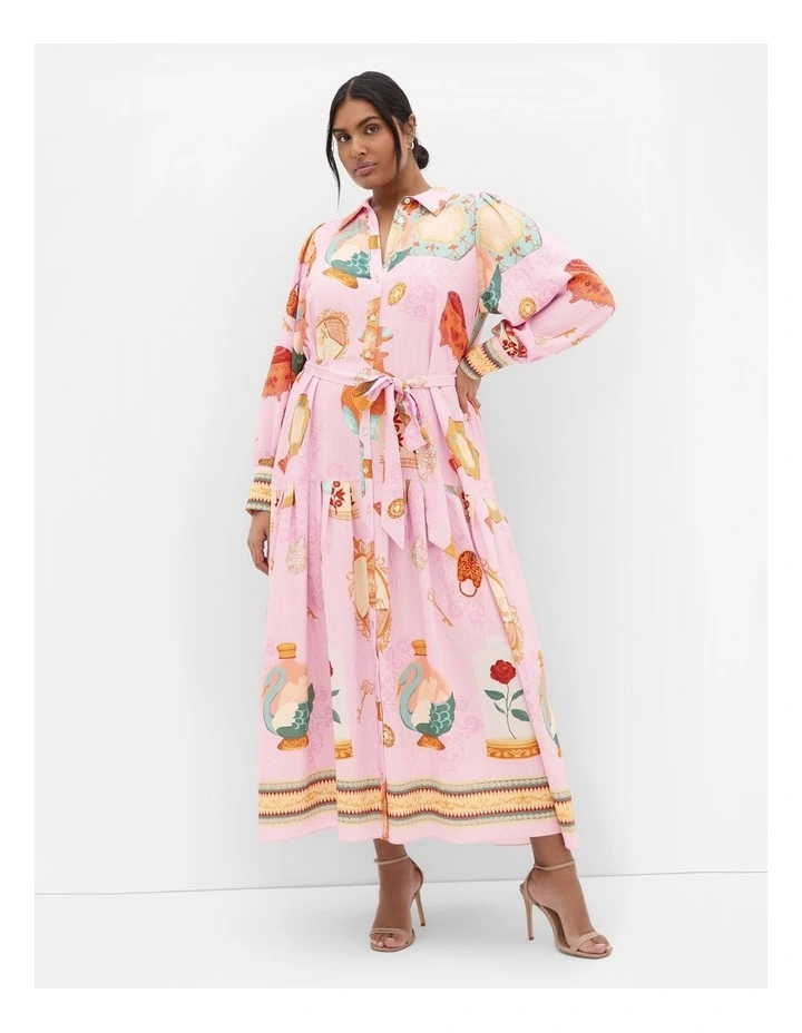 Stella Beauty Print Maxi Dress in Baby Pink image 1