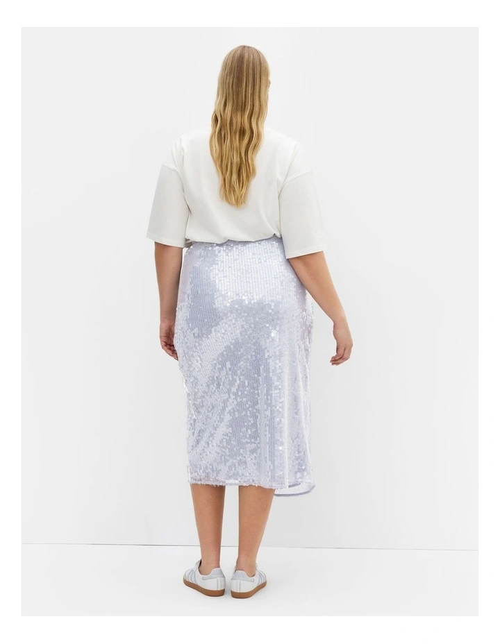 Sequin Midi Skirt in Sky Blue image 2