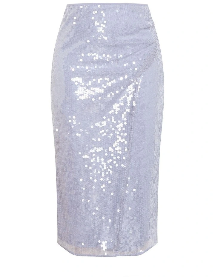 Sequin Midi Skirt in Sky Blue image 3