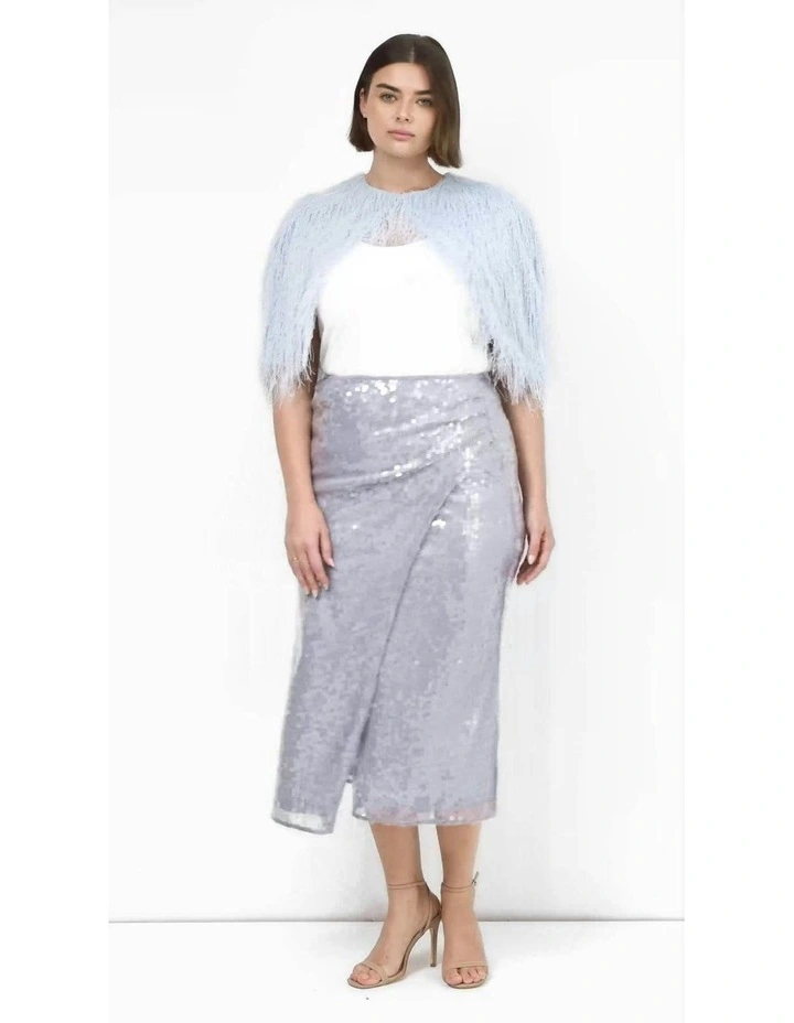 Sequin Midi Skirt in Sky Blue image 5