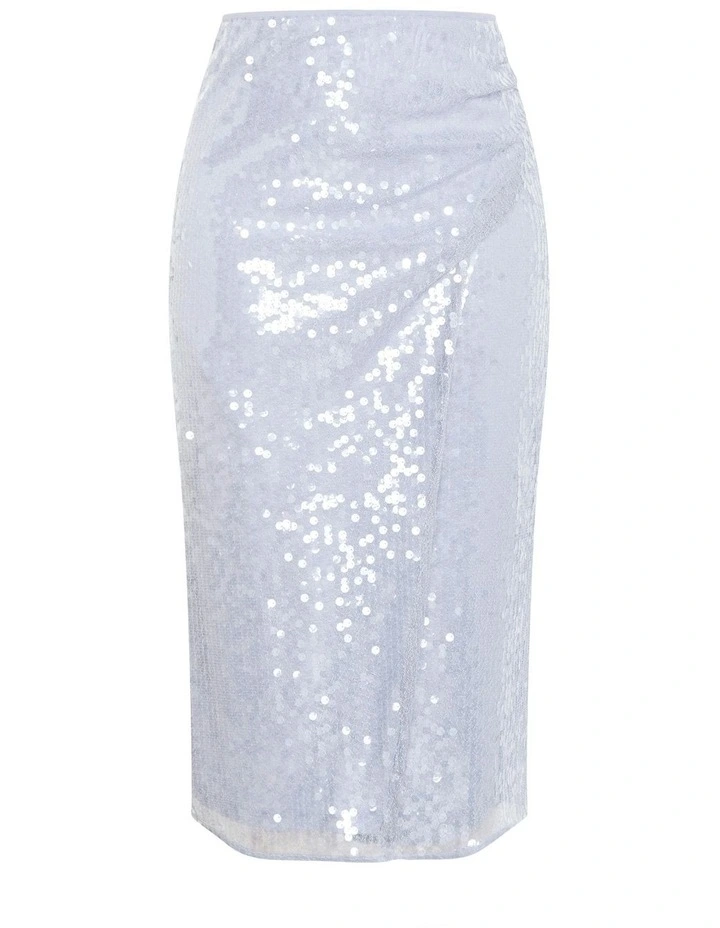 Sequin Midi Skirt in Sky Blue image 6