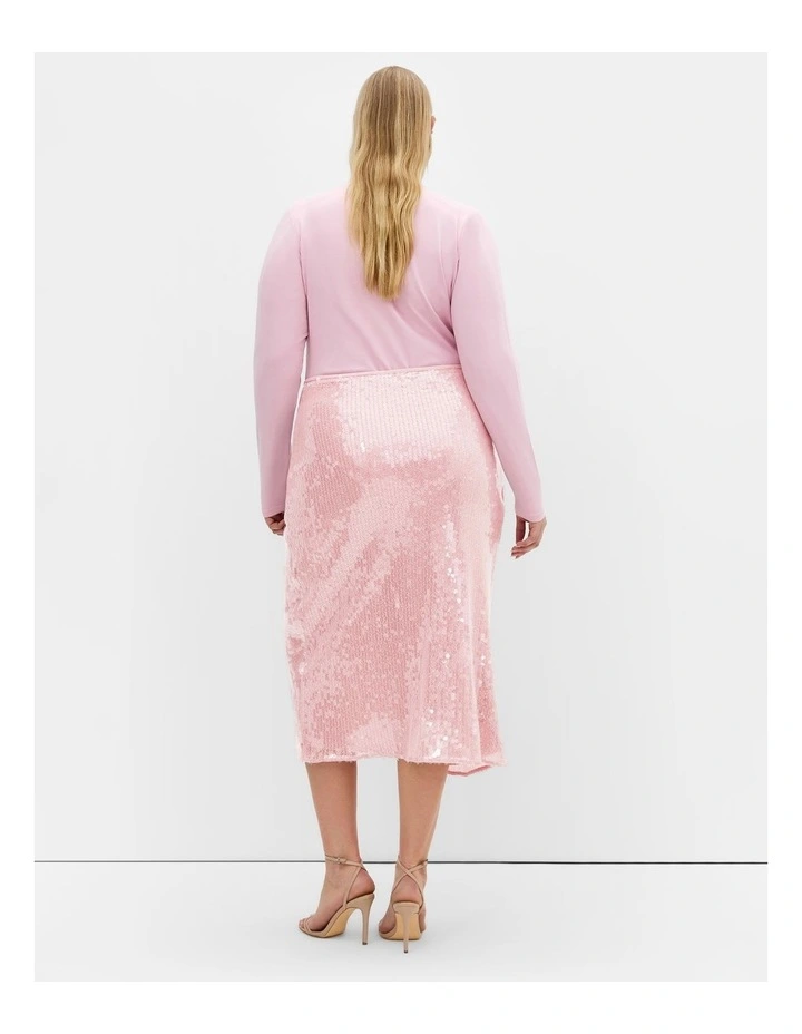 Sequin Midi Skirt in Soft Pink image 2