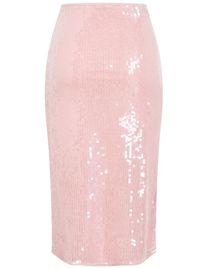 Sequin Midi Skirt in Soft Pink image 4