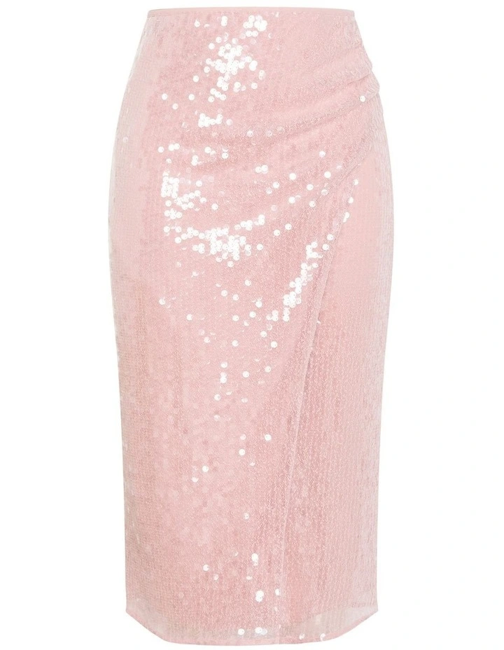 Sequin Midi Skirt in Soft Pink image 5