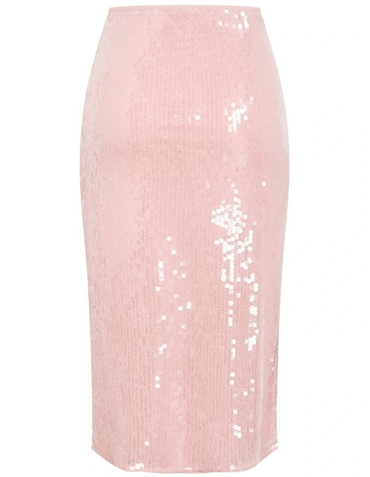 Sequin Midi Skirt in Soft Pink image 6