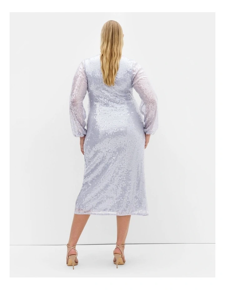 Sequin Midi Dress in Sky Blue image 2