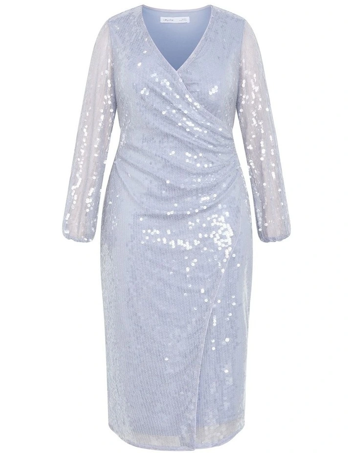 Sequin Midi Dress in Sky Blue image 3
