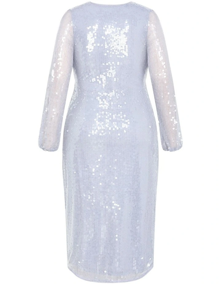 Sequin Midi Dress in Sky Blue image 4