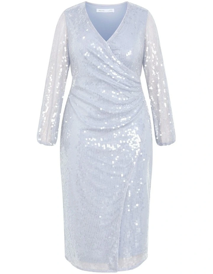Sequin Midi Dress in Sky Blue image 5