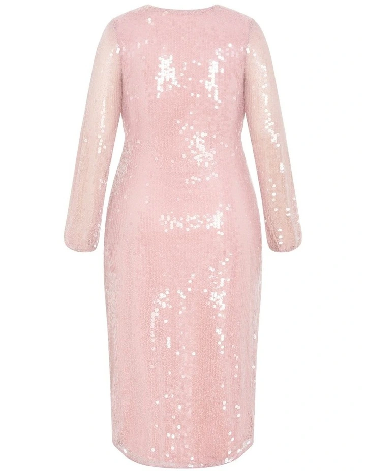 Sequin Midi Dress in Soft Pink image 6