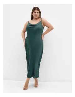Satin Slip Dress in Forest