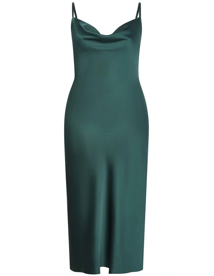 Satin Slip Dress in Forest image 3