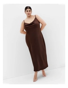 Satin Slip Dress in truffle