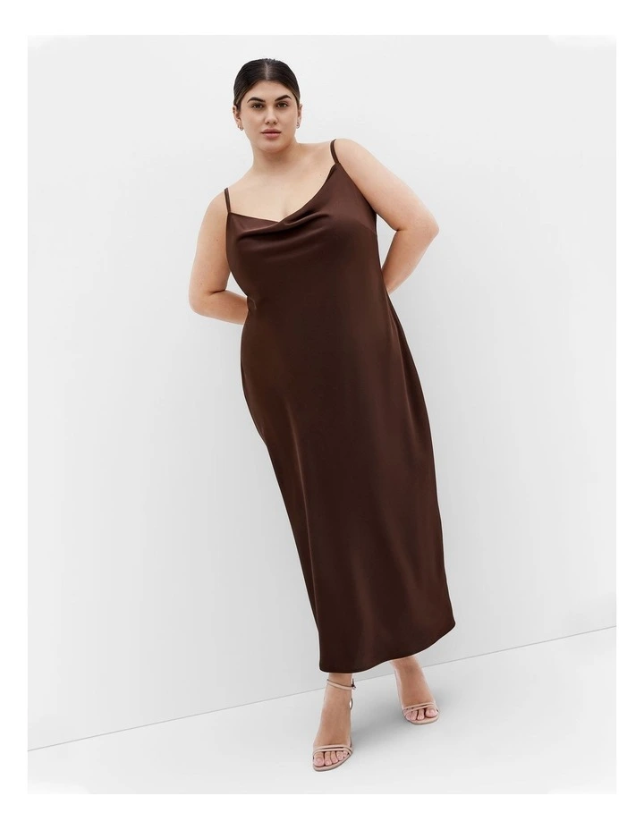 Satin Slip Dress in truffle image 1