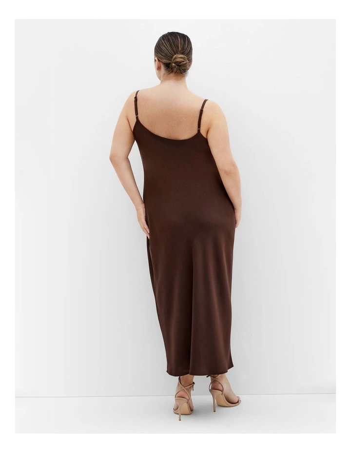 Satin Slip Dress in truffle image 2