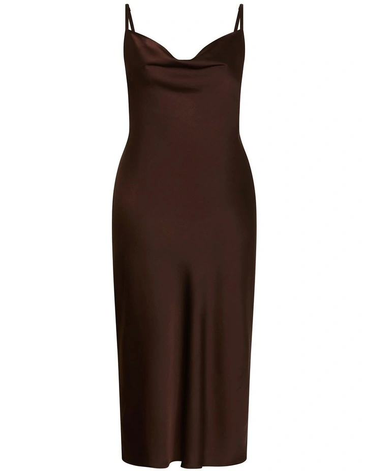 Satin Slip Dress in truffle image 3