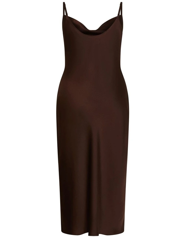 Satin Slip Dress in truffle image 4