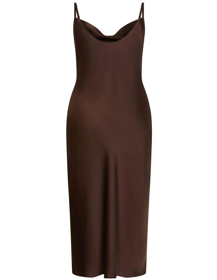 Satin Slip Dress in truffle image 5
