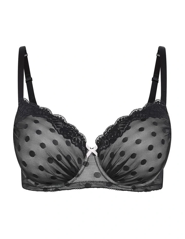 Fifi Dobby Spot Contour Bra in Black image 3