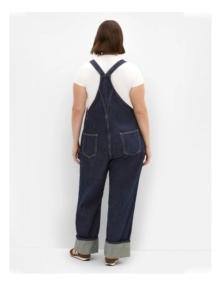 Turn Up Denim Overall in Blue image 2