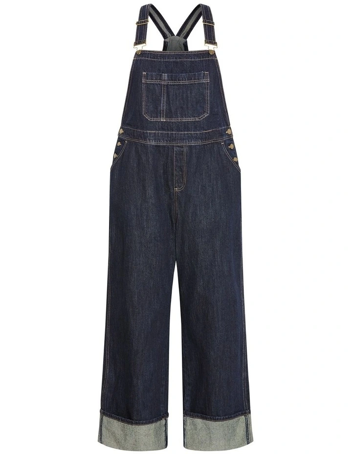 Turn Up Denim Overall in Blue image 3