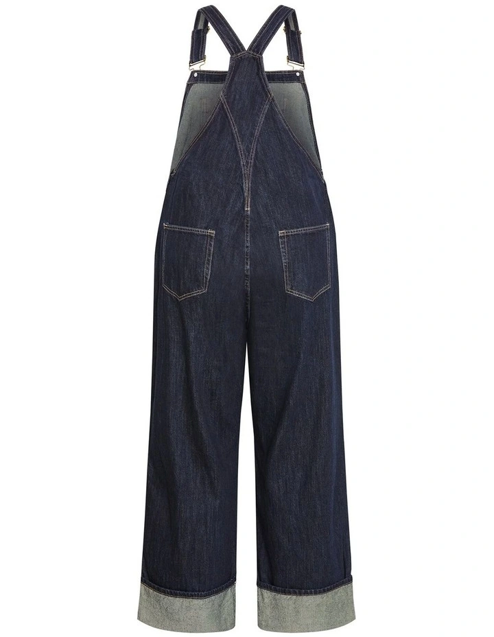 Turn Up Denim Overall in Blue image 4