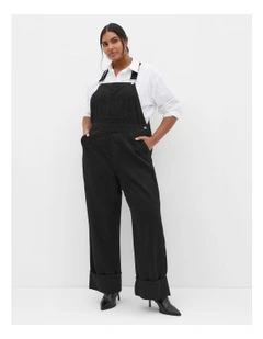 Turn Up Denim Overall in Black