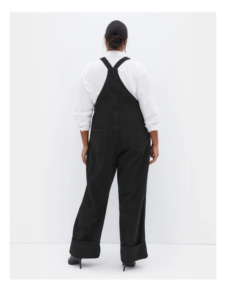 Turn Up Denim Overall in Black image 2