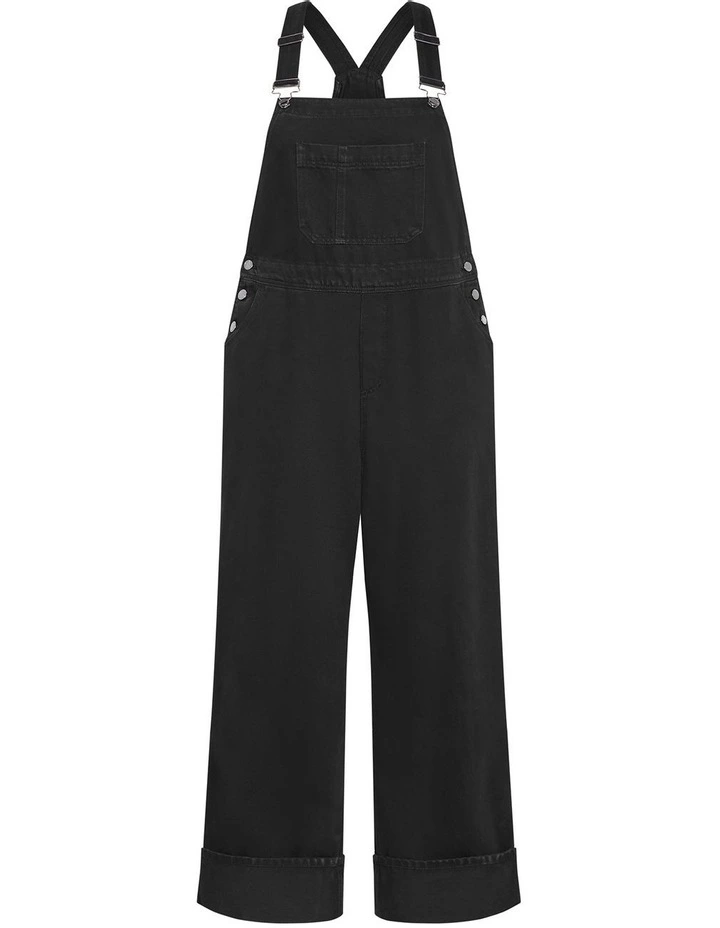 Turn Up Denim Overall in Black image 3