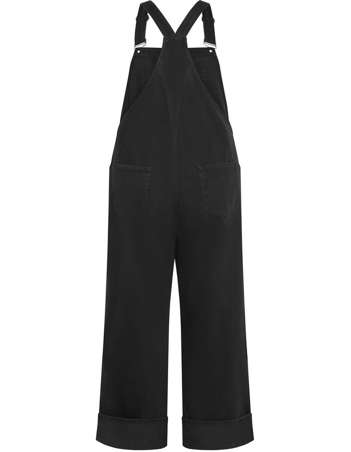 Turn Up Denim Overall in Black image 4