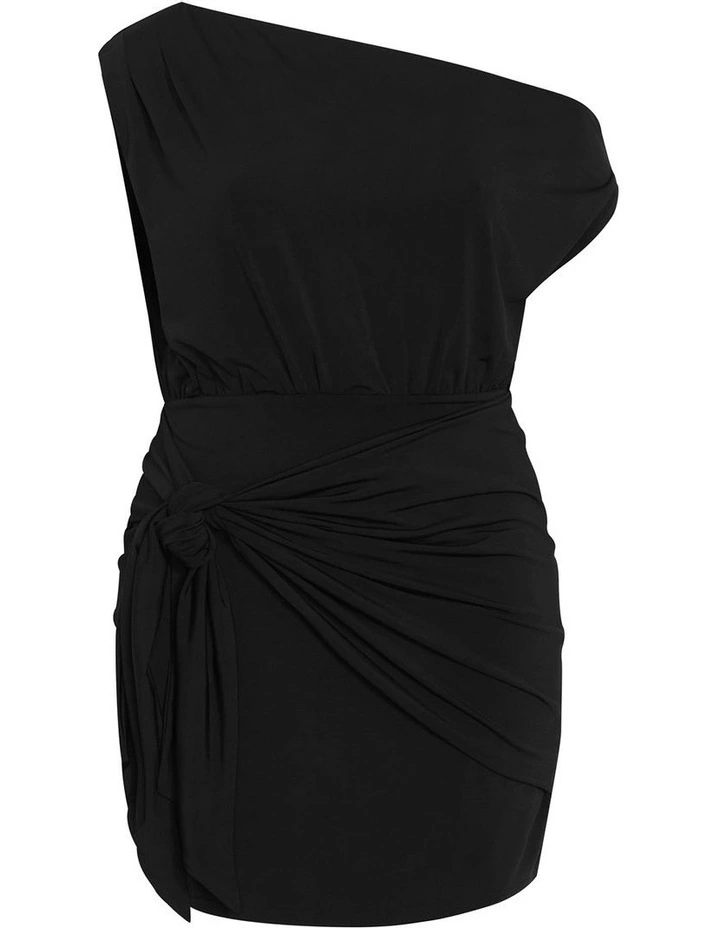 Palmer Tie Front Mini Dress in Black image 3