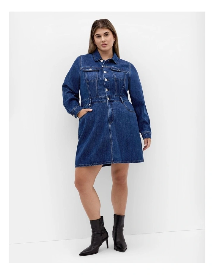 Liora Denim Mini Dress in Blue image 1