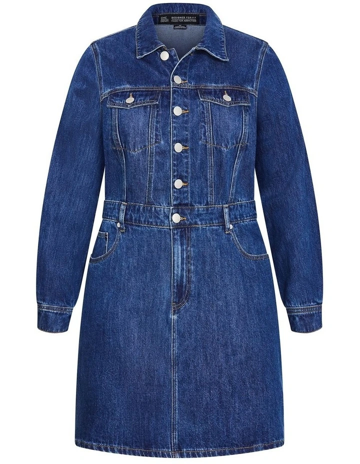 Liora Denim Mini Dress in Blue image 3