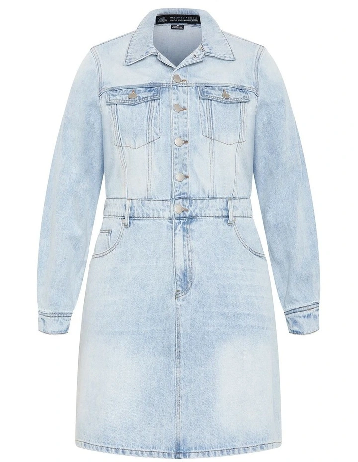 Liora Denim Mini Dress in Blue image 3