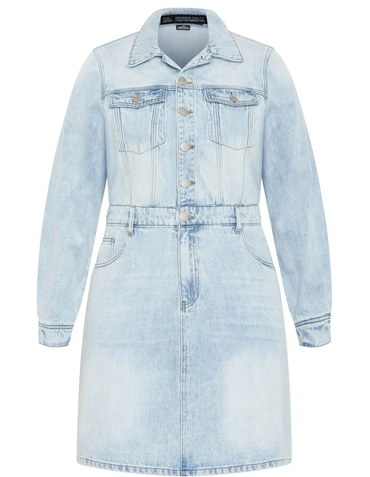 Liora Denim Mini Dress in Blue image 5