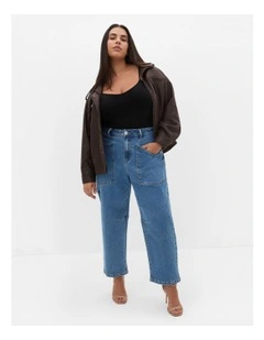 Harley Fit Hazel Barrel Leg Jean in Blue