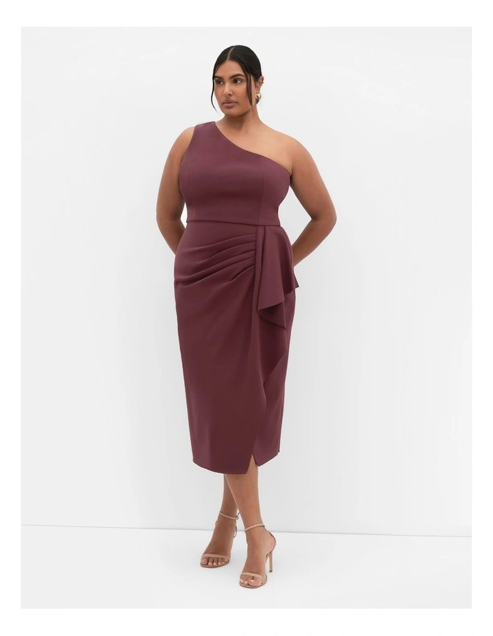 Priyanka One Shoulder Dress in Red image 1