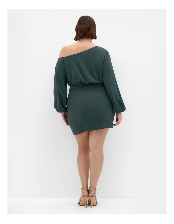 Alysia Off Shoulder Mini Dress in Green image 2
