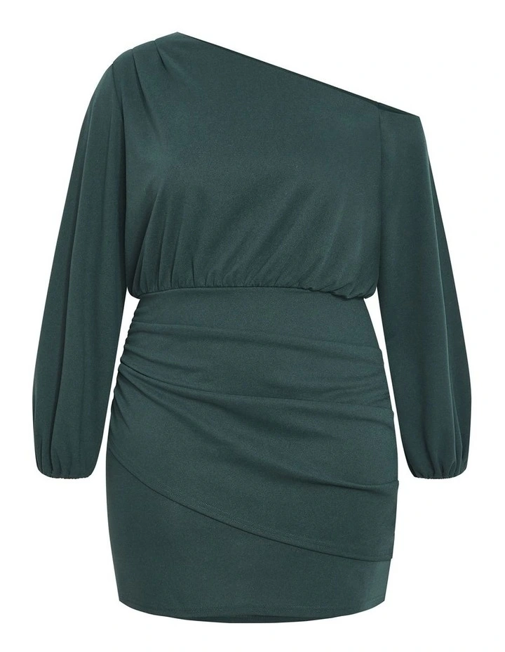 Alysia Off Shoulder Mini Dress in Green image 4