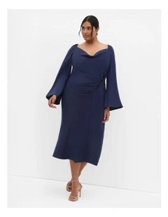 Adelina Long Sleeve Dress in Navy