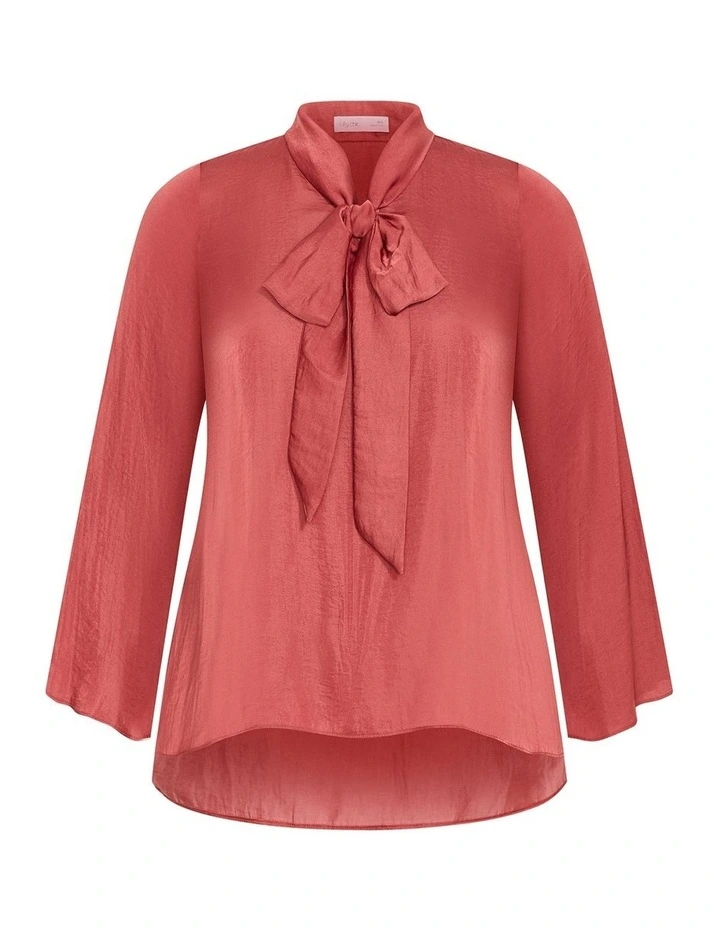 Mahalia Neck Tie Top in Deep Rose image 3