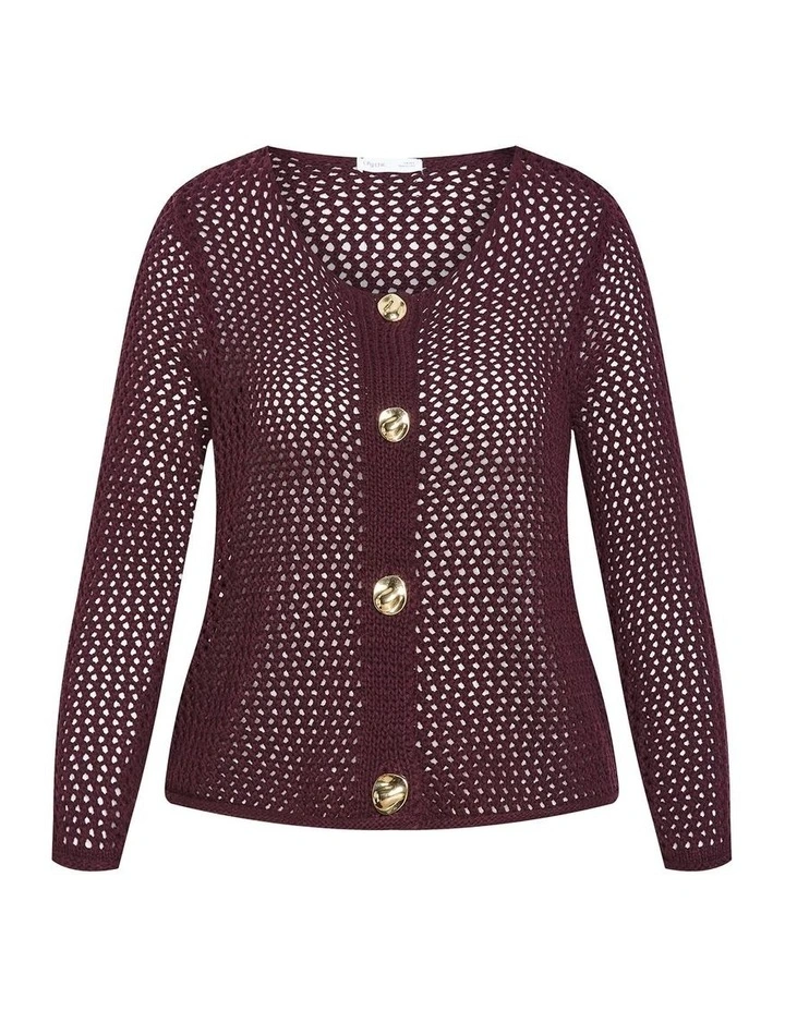 Clara Knit Cardigan in Bordeaux image 3